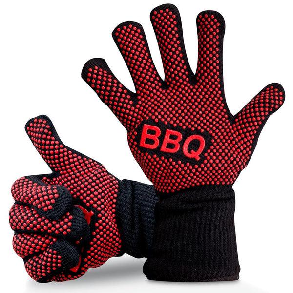 nutrichef BBQ Gloves 1472°F Heat Resistant Silicone Grip 14" Washable Mitts