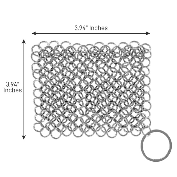 Nutrichef Cast Iron Cleaner - Cuts Cleaning Time - Stainless Steel Chainmail