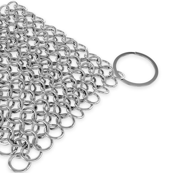 Nutrichef Cast Iron Cleaner - Cuts Cleaning Time - Stainless Steel Chainmail