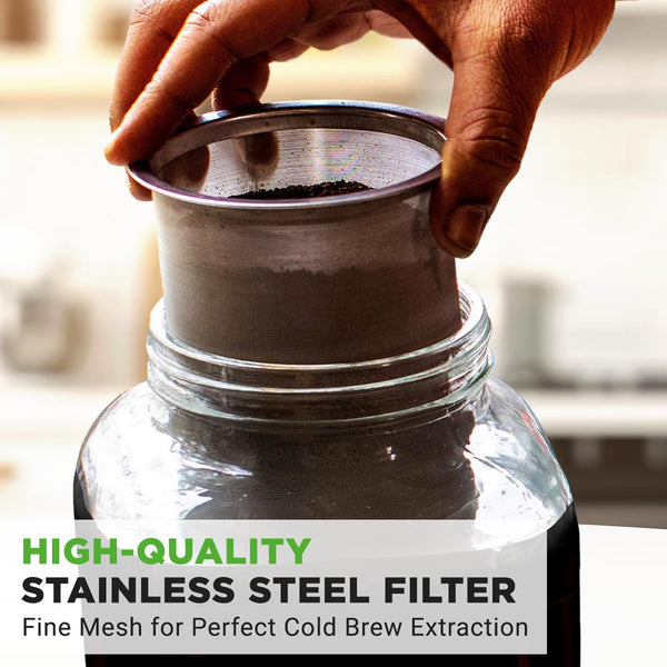 Nutrichef Cold Brew Coffee Maker 1-Gallon Leak-Proof Glass With Steel Spigot