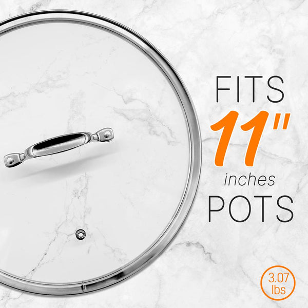 Nutrichef Cookware Stockpot Lid - See-Through Tempered Glass Lids (Works With Model: Ncsp16)