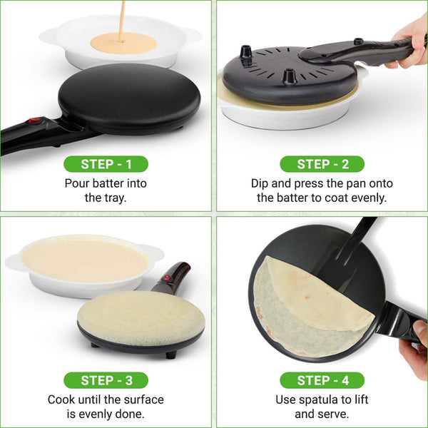 Nutrichef Countertop Crepe Maker - Electric Griddle Hot Plate Kitchen Cooktop