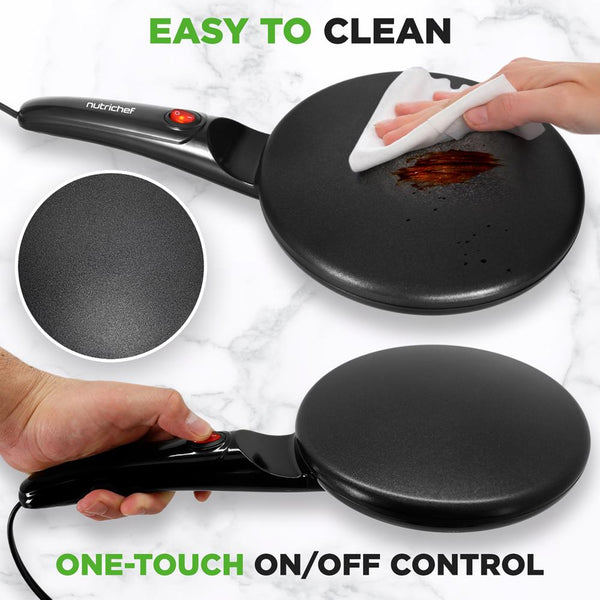 Nutrichef Countertop Crepe Maker - Electric Griddle Hot Plate Kitchen Cooktop