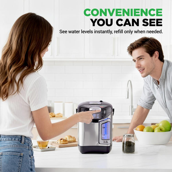 Nutrichef Digital Water Boiler 3L - Instant Heating LCD Display Stainless Steel