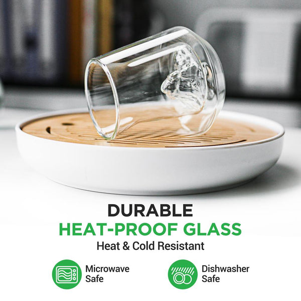 Nutrichef Double Wall Insulated Glasses - Sweat Free Borosilicate Clear 8 Oz 2pcs