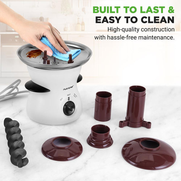 Nutrichef Electric Chocolate Fondue Pot - Countertop Chocolate Fondue Maker Fountain Chocolate Melter With 3-Tiers
