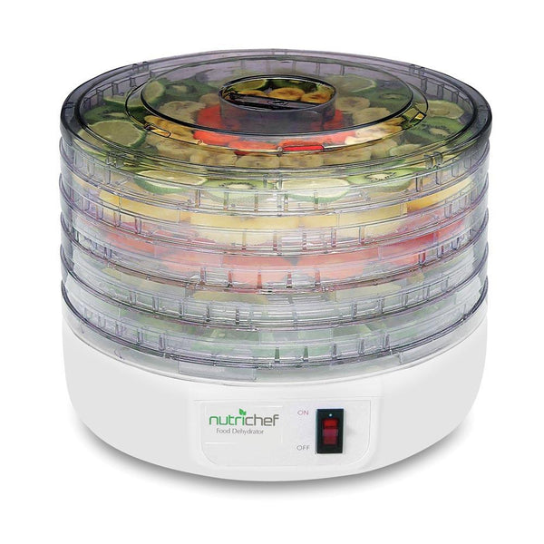 nutrichef Electric Countertop Food Dehydrator Food Preserver (White)