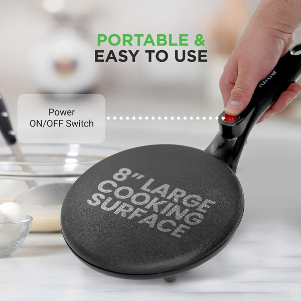 Nutrichef Electric Griddle - Crepe Maker Hot Plate Cooktop