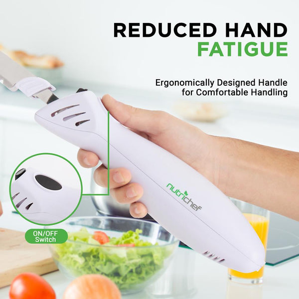 Nutrichef Electric Kitchen Knife With Wooden Storage Tray