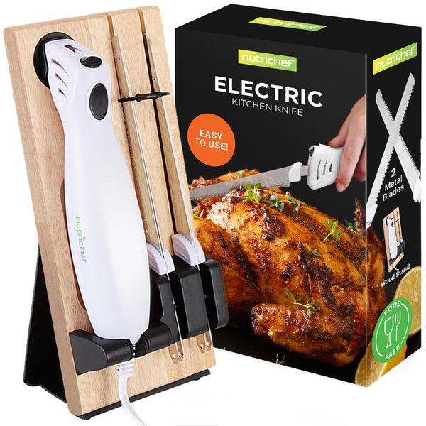 nutrichef Electric Kitchen Knife With Wooden Storage Tray