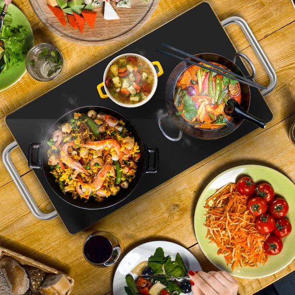 Nutrichef Electric Warming Tray / Food Warmer With Non-Stick Heat-Resistant Glass Plate (19.8'' X 11.9'' Heating Surface)