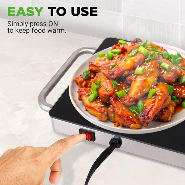 Nutrichef Electric Warming Tray / Food Warmer With Non-Stick Heat-Resistant Glass Plate (22.4'' X 6.7'' Heating Surface)