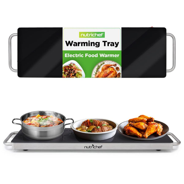 nutrichef Electric Warming Tray / Food Warmer With Non-Stick Heat-Resistant Glass Plate (22.4'' X 6.7'' Heating Surface)