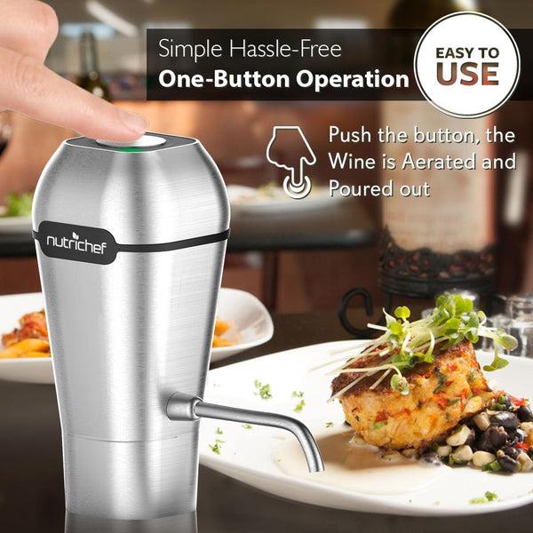 Nutrichef Electric Wine Pump Aerator - Automatic Wine Bottle Air Decanter Dispenser