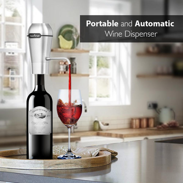Nutrichef Electric Wine Pump Aerator - Automatic Wine Bottle Air Decanter Dispenser