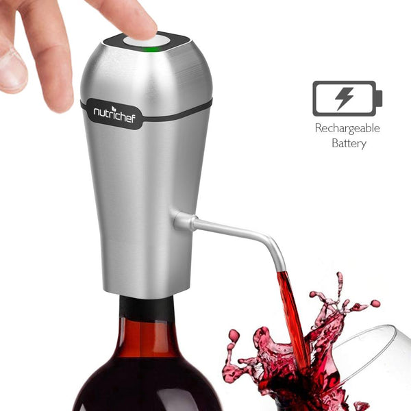 nutrichef Electric Wine Pump Aerator - Automatic Wine Bottle Air Decanter Dispenser