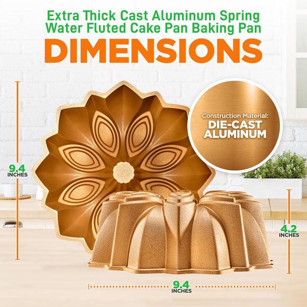 Nutrichef Extra Thick Cast Aluminum Bloom Fluted Cake Pan Baking Pan 2 Layers Non-Stick Coating For Easy Release Baking Supplies
