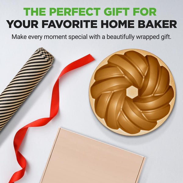 Nutrichef Extra Thick Cast Aluminum Cascade Fluted Cake Pan Baking Pan 2 Layers Non-Stick Coating For Easy Release Baking Supplies