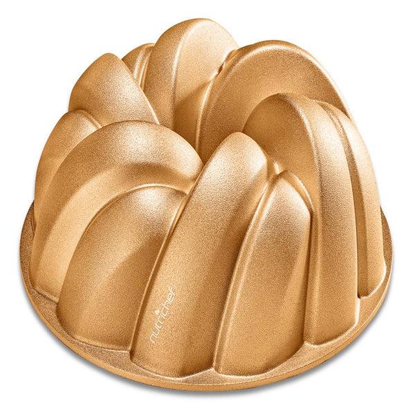 nutrichef Extra Thick Cast Aluminum Cascade Fluted Cake Pan Baking Pan 2 Layers Non-Stick Coating For Easy Release Baking Supplies