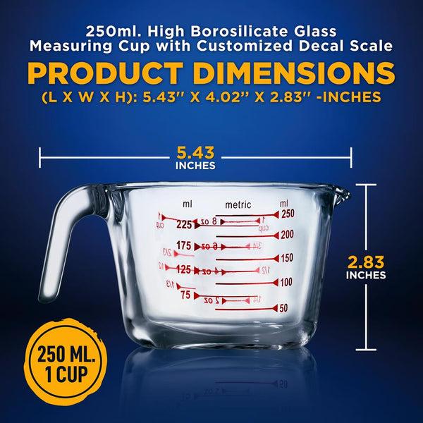 Nutrichef Glass Measuring Cup 1000ml Precise Pouring Borosilicate Heat-Resistant