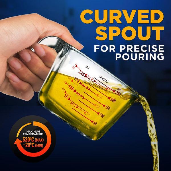 Nutrichef Glass Measuring Cup 1000ml Precise Pouring Borosilicate Heat-Resistant