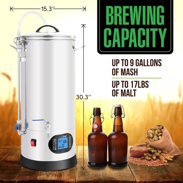 Nutrichef Home Beer Brewing Machine With Circulation Pump System Inner Malt Pipe And Filter Screen