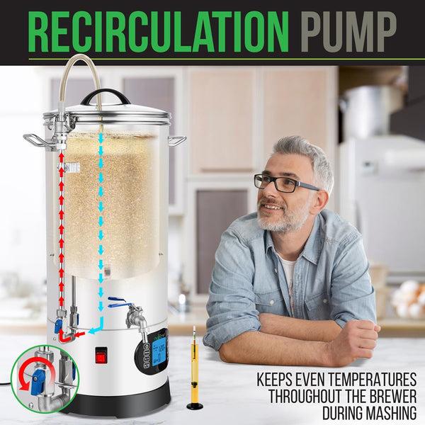Nutrichef Home Beer Brewing Machine With Circulation Pump System Inner Malt Pipe And Filter Screen