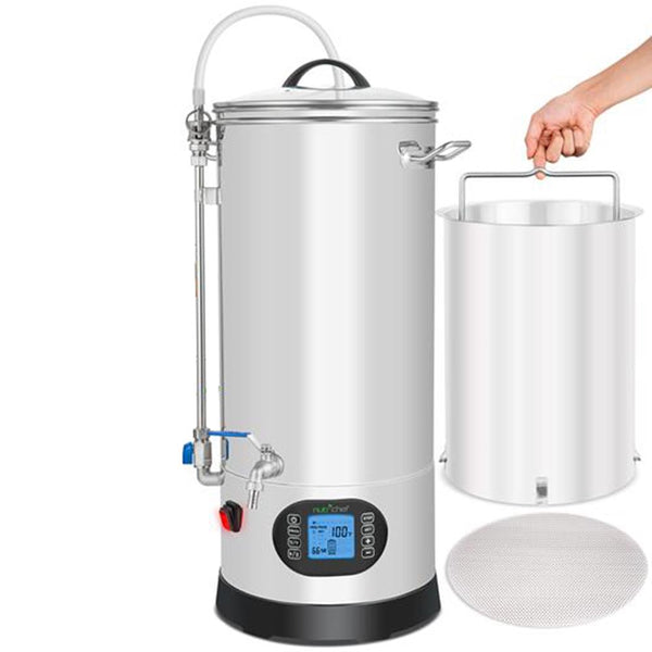 nutrichef Home Beer Brewing Machine With Circulation Pump System Inner Malt Pipe And Filter Screen