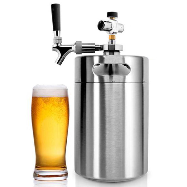 nutrichef Homebrew Double Wall Mini Keg Beer Dispenser - 128 Oz. Double Wall Mini Keg With Cap Spear Metal Tap Co2 Aluminum Regulator System
