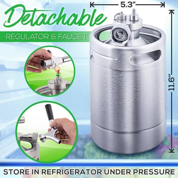 Nutrichef Homebrew Double Wall Mini Keg Beer Dispenser - 64 Oz. Double Wall Mini Keg With Cap Spear Metal Tap Co2 Aluminum Regulator System