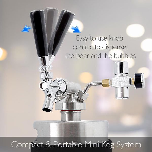 Nutrichef Homebrew Mini Keg - Stainless Steel Co2 Home Keg Dispenser System (64 Oz.)
