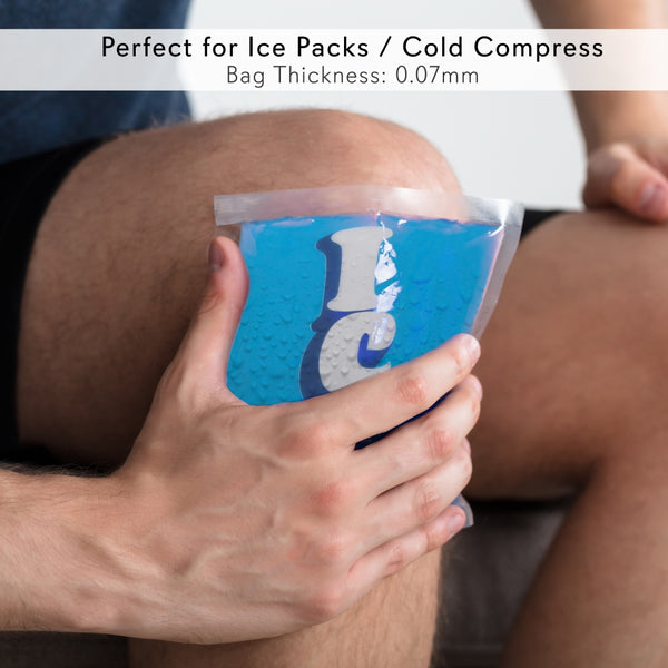 Nutrichef Ice Bag Cooler Pouches - Ice Cube Holding Bag Packs With Ziplock Seal Re-Usable & Re-Sealable (20 Bags)