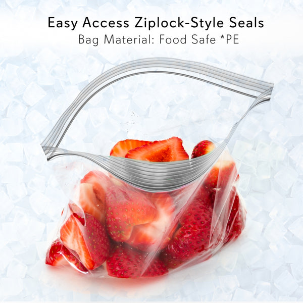 Nutrichef Ice Bag Cooler Pouches - Ice Cube Holding Bag Packs With Ziplock Seal Re-Usable & Re-Sealable (20 Bags)