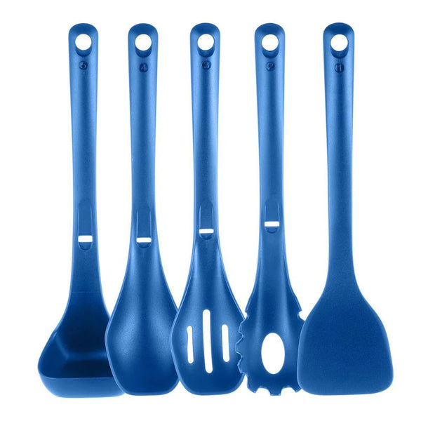 nutrichef Kitchen Utensils Set Heat-Resistant Silicone Easy Clean Blue