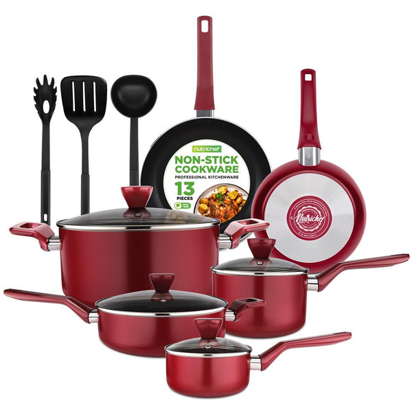nutrichef Kitchenware Pots & Pans - Stylish Kitchen Cookware Set Non-Stick (13-Piece Set)