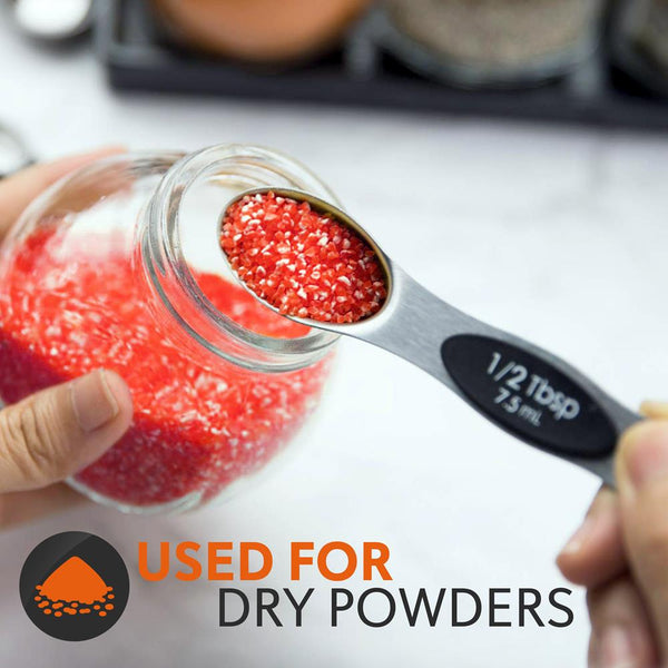 Nutrichef Magnetic Measuring Spoon Set - Space-Saving Stainless Steel Silver