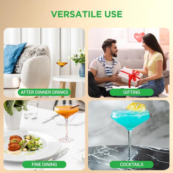 Nutrichef Martini Glasses Set Of 2 - Elegant Hand Blown Crystal - 10 Oz Capacity