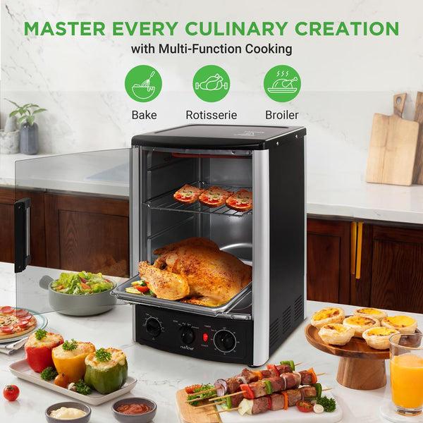 Nutrichef Multi-Function Vertical Oven - Countertop Rotisserie Oven With Bake & Roast Cooking