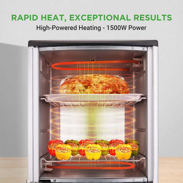 Nutrichef Multi-Function Vertical Oven - Countertop Rotisserie Oven With Bake & Roast Cooking