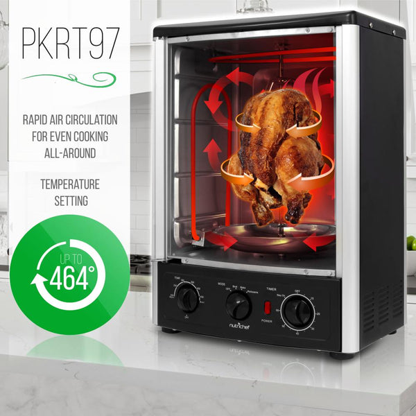 Nutrichef Multi-Function Vertical Oven With Bake Rotisserie & Roast Cooking