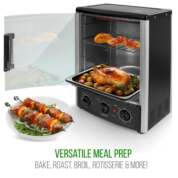 Nutrichef Multi-Function Vertical Oven With Bake Rotisserie & Roast Cooking