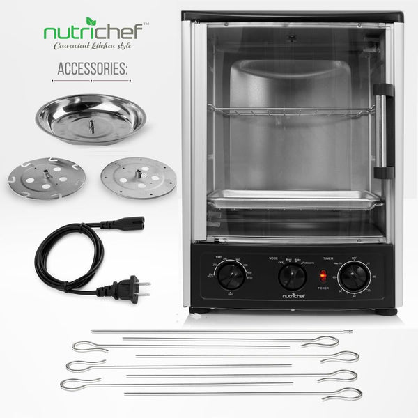 Nutrichef Multi-Function Vertical Oven With Bake Rotisserie & Roast Cooking