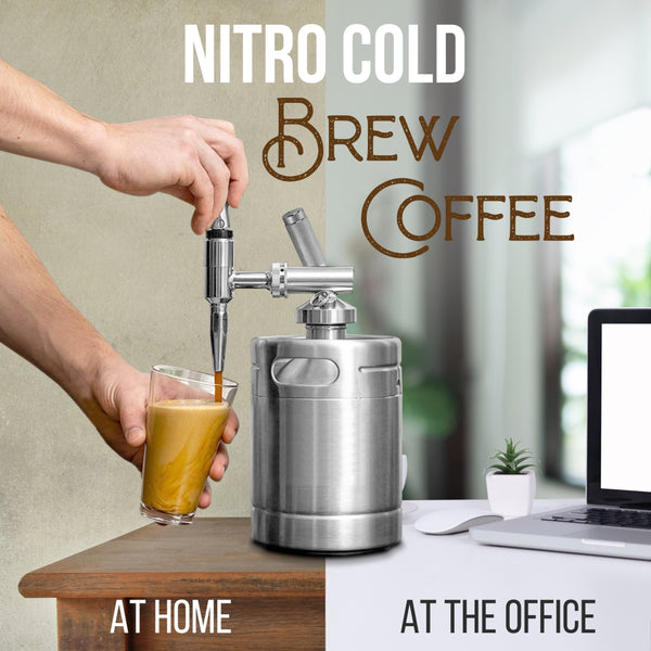 Nutrichef Nitro Cold Brew Coffee Maker - Keeps Coffee Cold - Stainless Steel