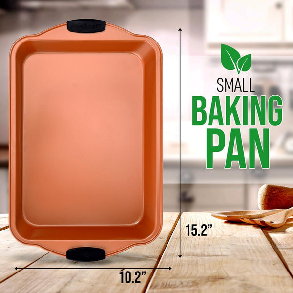 Nutrichef Non-Stick Baking Pan - Flexible Nonstick Carbon Steel Bake Pan With Black Silicone Handles Compatible With Models: Ncsbs54S Ncsbs52S (Copper)
