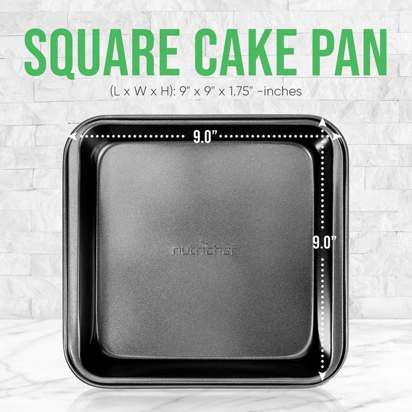 Nutrichef Non-Stick Square Cake Pan - Deluxe Nonstick Gray Coating Inside And Outside Compatible With Model: Ncbs10S (Black)