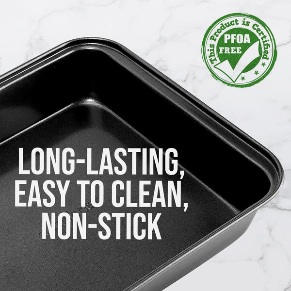 Nutrichef Non-Stick Square Cake Pan - Deluxe Nonstick Gray Coating Inside And Outside Compatible With Model: Ncbs10S (Black)
