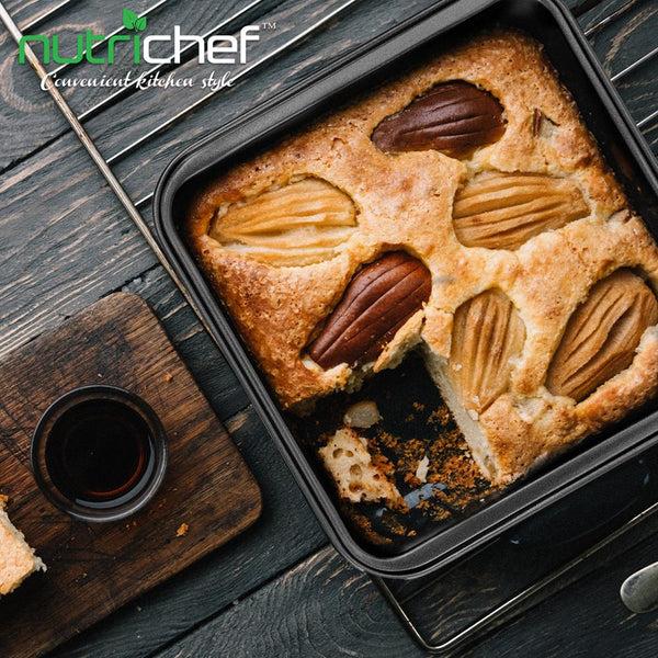 Nutrichef Non-Stick Square Cake Pan - Deluxe Nonstick Gray Coating Inside And Outside Compatible With Model: Ncbs10S (Black)