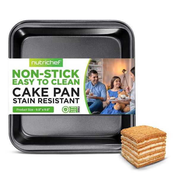 nutrichef Non-Stick Square Cake Pan - Deluxe Nonstick Gray Coating Inside And Outside Compatible With Model: Ncbs10S (Black)
