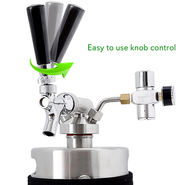 Nutrichef Nutrichef Pressurized Growler Tap System - Stainless Steel Mini Keg Dispenser Portable Kegerator Kit - Co2 Pressure Regulator Keeps Carbonation For Craft Beer Draft And Homebrew - Pkbrtp100 (128Oz)