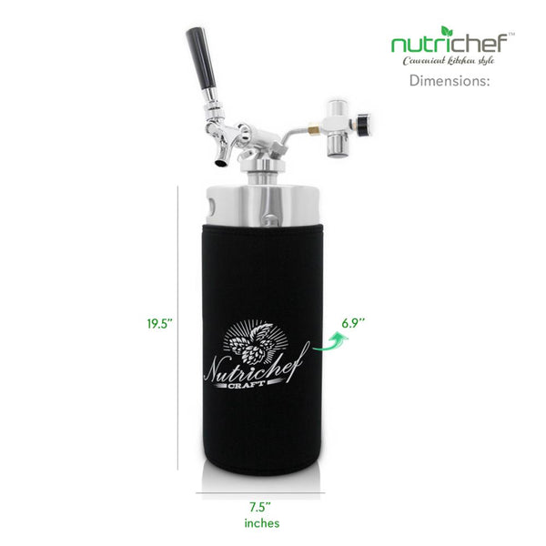 Nutrichef Nutrichef Pressurized Growler Tap System - Stainless Steel Mini Keg Dispenser Portable Kegerator Kit - Co2 Pressure Regulator Keeps Carbonation For Craft Beer Draft And Homebrew - Pkbrtp100 (128Oz)